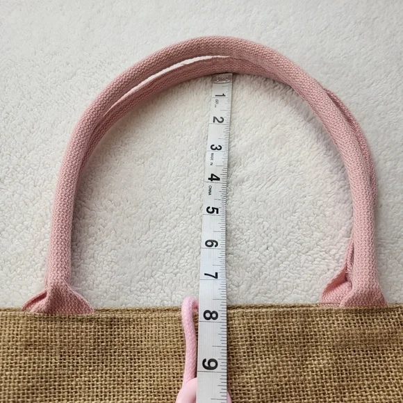 Canvas Brown and Pink Weekend Bag Loop Button Closure 17 x 13 x 5 - Picture 5 of 7